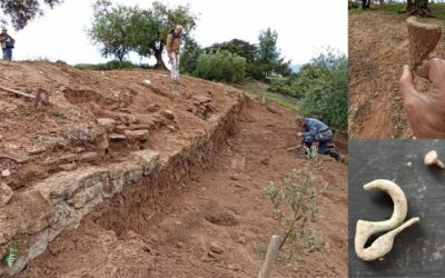 Primeros hallazgos en el yacimiento de La Viñuela de Almedinilla: restos cerámicos, una fíbula y tachuelas de sandalias